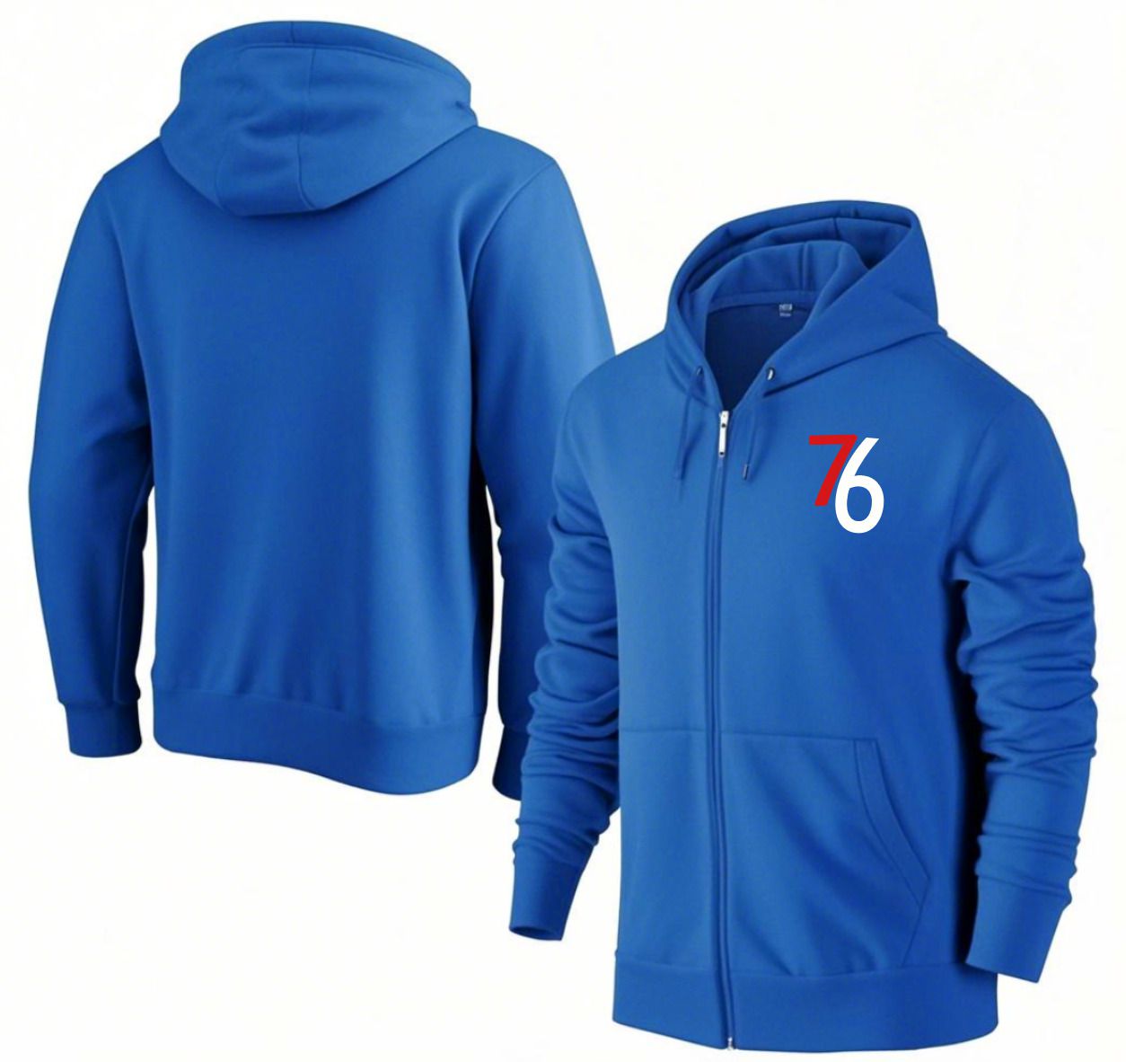Men Philadelphia 76ers Blue Zipper hoodie 2025 NBA Jersey style 1->philadelphia 76ers->NBA Jersey